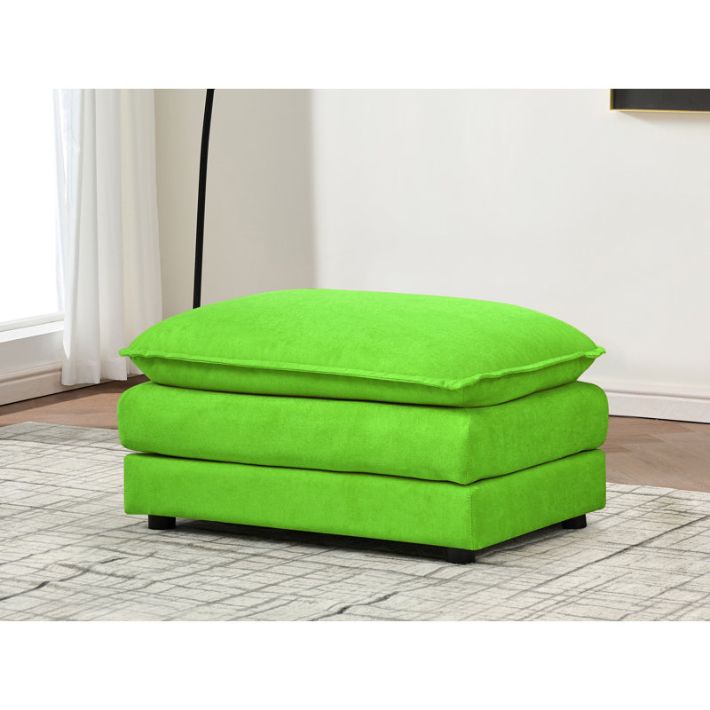 110'' Chenille Cloud Sofa With Ottoman, Green