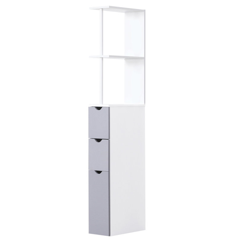 54 Inch Tall Freestanding Bathroom Storage Cabinet With 2-Tier Shelf And Drawers, Narrow Space-Saving Organizer