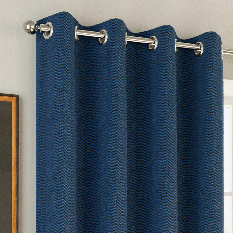 Blackout Curtain Panel Pair, 117cm Width x 183cm Drop, Navy