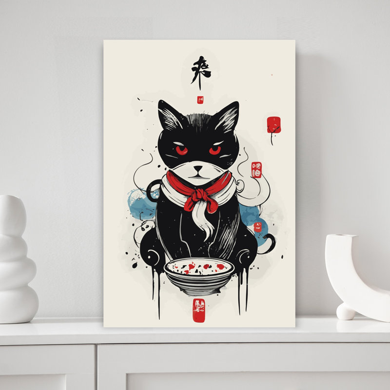 Contemporary Art Contemporary Cat Wall Art - Wrapped Canvas Print, 45.72 cm H x 30.48 cm W