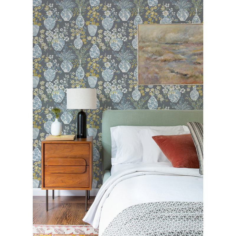 Richerson Floral Wallpaper Double Roll, Gray