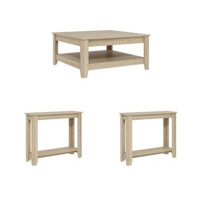 Weddel Basilico Transitional 3-Piece Living Room Table Set
