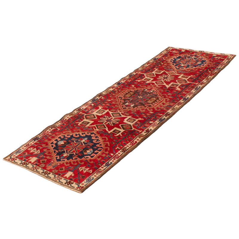 Tapis rouge Sarabi fait à la main de conception unique 3 pi 3 po x 10 pi 3 po