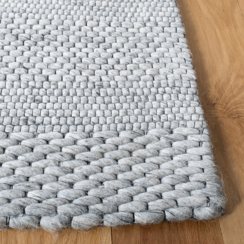 Elegant Handwoven Marbella 7' Square Gray Geometric Wool-Blend Rug