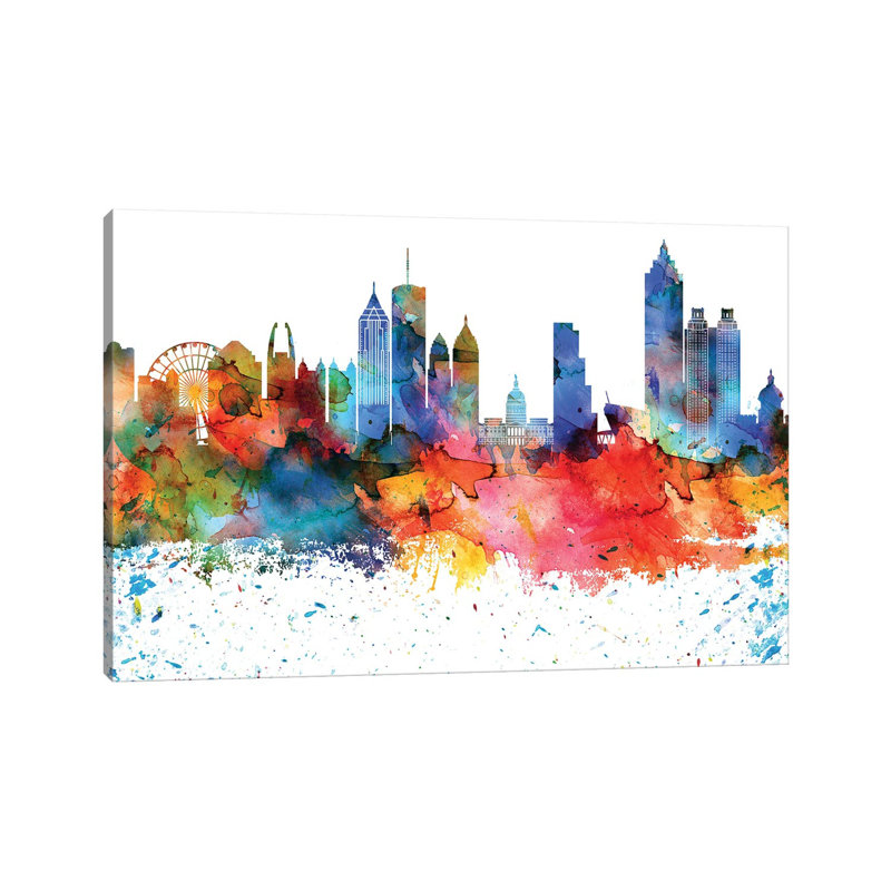 Atlanta Skyline - Wrapped Canvas Painting, 20.32 cm H x 30.48 cm W