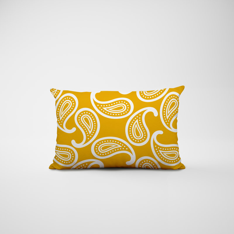 Paisley Outdoor Reversible Throw Pillow, Yellow