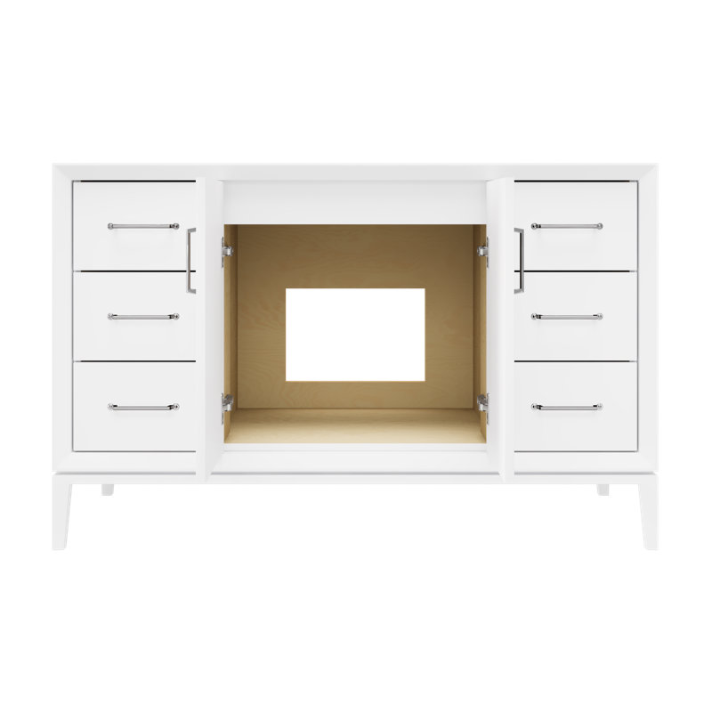Alexandra Single Extra Wide Bath Vanity, Pure White, Polished Chrome, 54"
