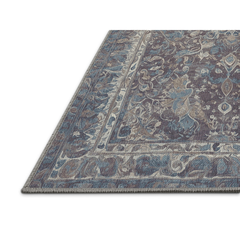 Machine Washable Gray Area Rug, Rectangle 5' x 8'