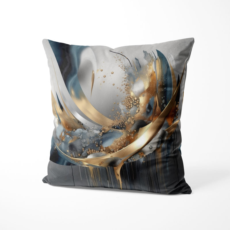 Formes abstraites et lignes infinies I Coussin décoratif - Coussin à formes abstraites, H 16 po x l 16 po