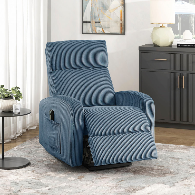 Fauteuil inclinable électrique en velours côtelé 1pc, Bleu