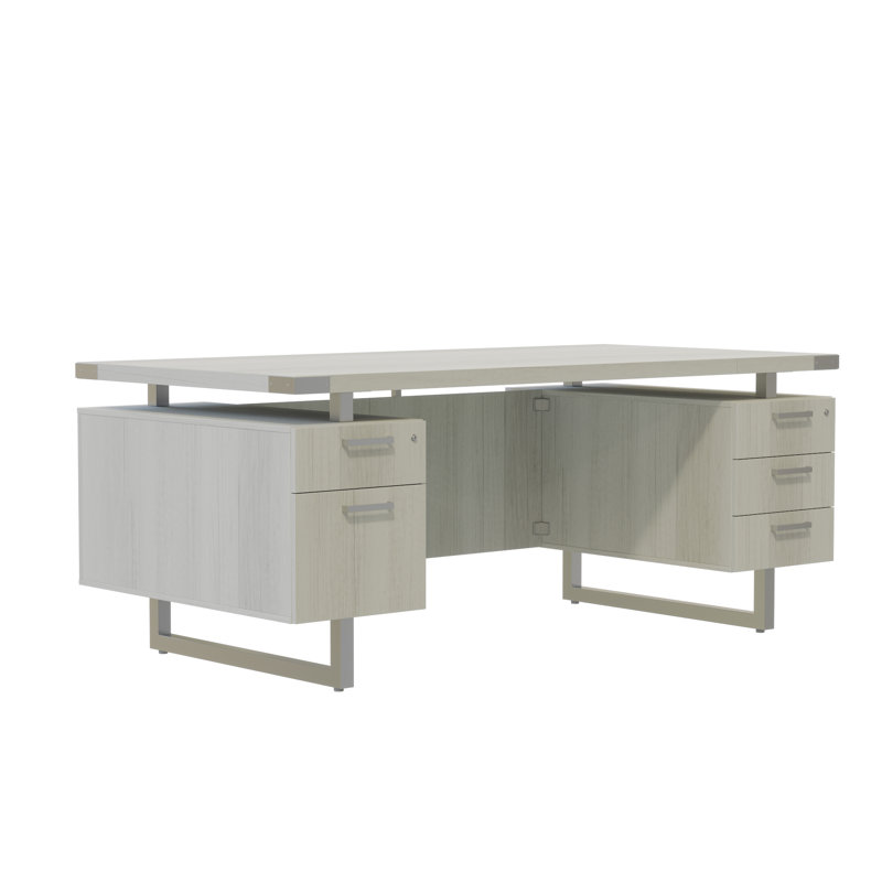 Bureau autoportant Mirella, BBB / BF, Bois de frêne blanc
