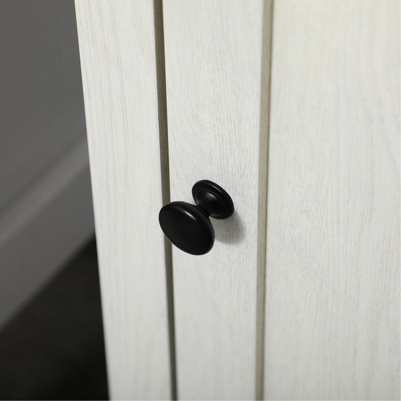 Kleankin Slim Bathroom Storage Cabinet With Triple Open Shelves, Wooden Freestanding Linen Tower With Door And Shelf Adjustability