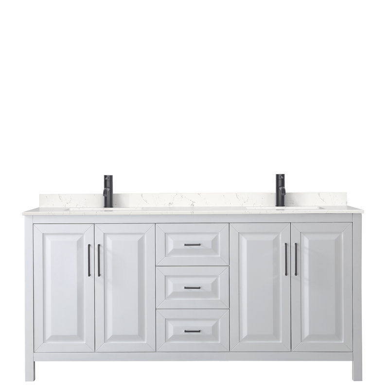 Daria 72'' W Double Vanity, White, Brushed Gold