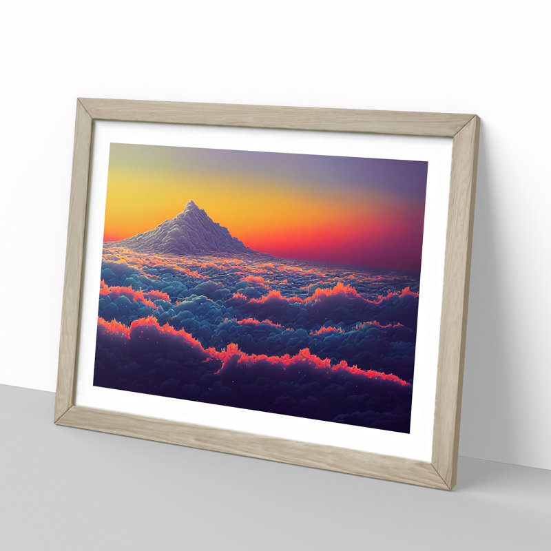 Spirited Mountain Sunset - Framed Print, Oak Framed, 34cm H x 46cm W x 2cm D