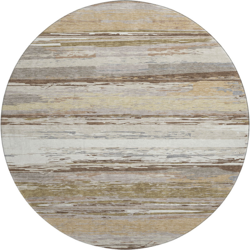 Premium Machine Washable Mayfield AMF2287 Striped Rug, Beige, 8' Round