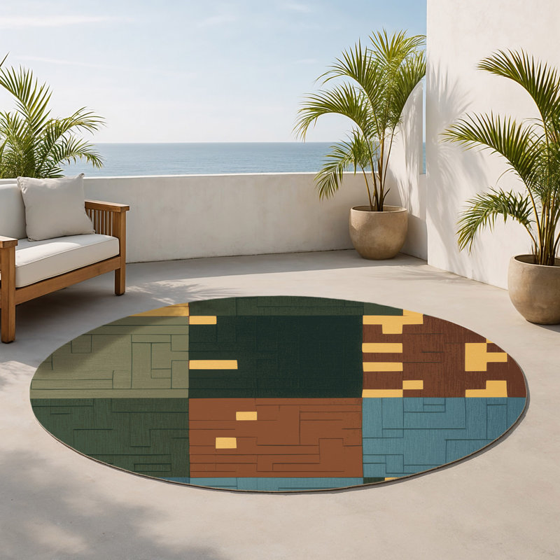 Tapis intérieur et extérieur Earth Grid Harmony, Rond 5 pi