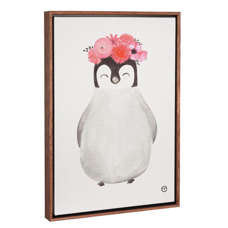 Art pingouin, Toile avec cadre en bois classique, H 40 po x l 26 po x P 1,5 po