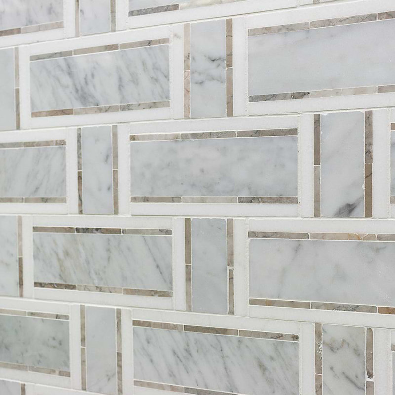 Esplanade 13x13 Polished Thassos Marble Mosaic Tile