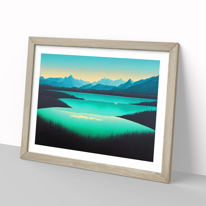 Mountain Lake - Framed Print, 34cm H x 46cm W, Oak Framed