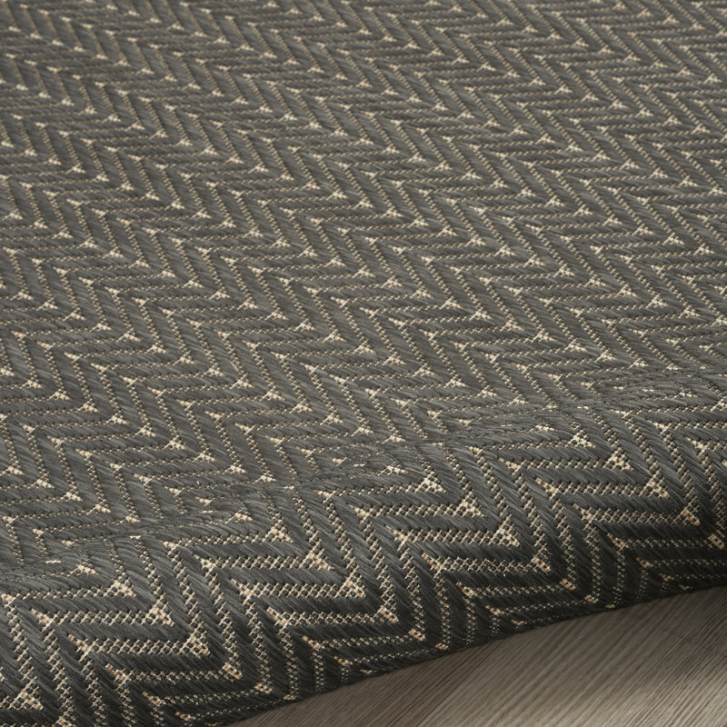 Remmie Charcoal Modern Indoor/Outdoor Rug, Charcoal, Round 8'
