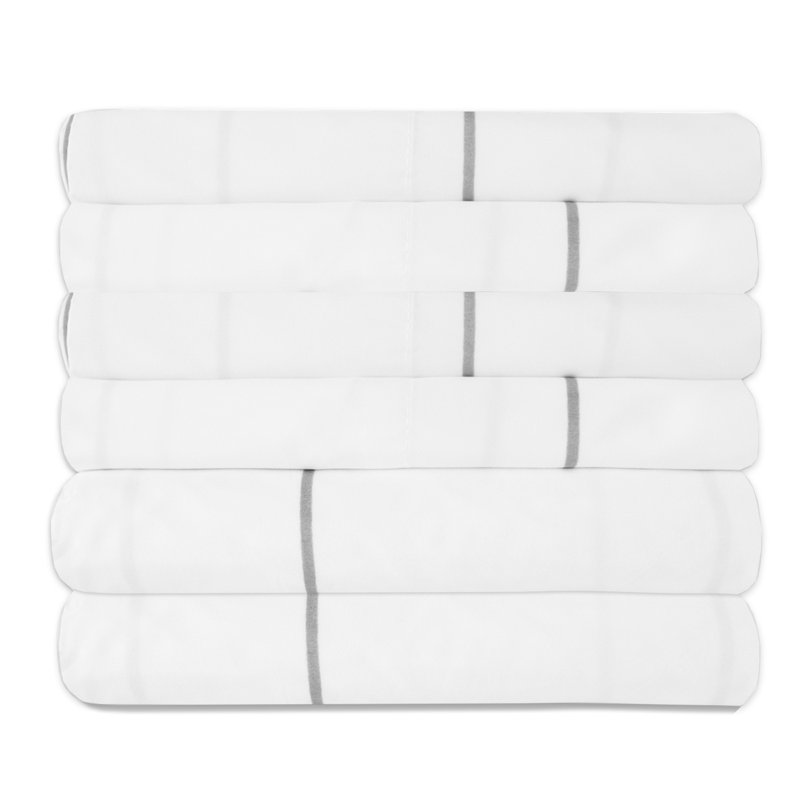 Loft Window Pane Stripe Sheet Set with Bonus Pillowcases, King Sheet Set with 4 Pillowcases, White Striped