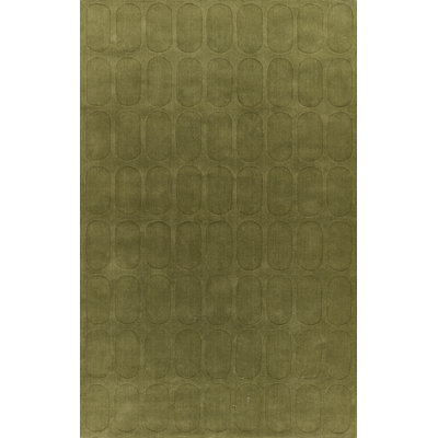 Aldery Green Hand-Loomed Geometric Wool Rug