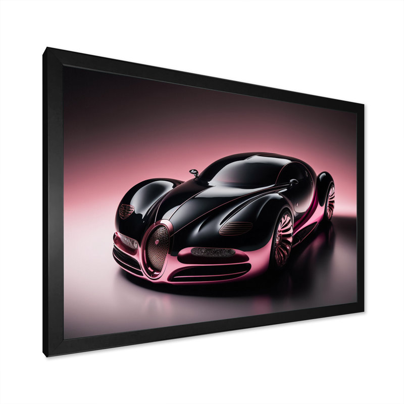 «Futuristic Bugatti Design» en noir et magenta II, reproduction sur toile, H 12 po x l 20 po x P 1 po