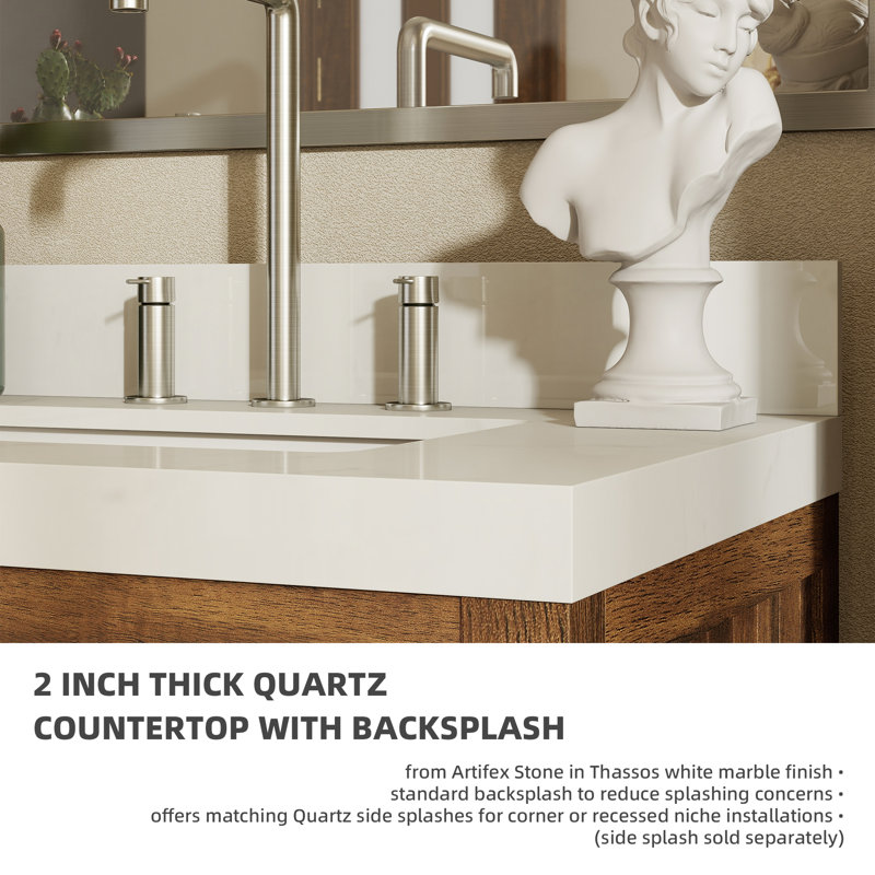 30" Single Bathroom Vanity With 2-door Cabinet, Drawer, Quartz Top, Vintage Sepia
