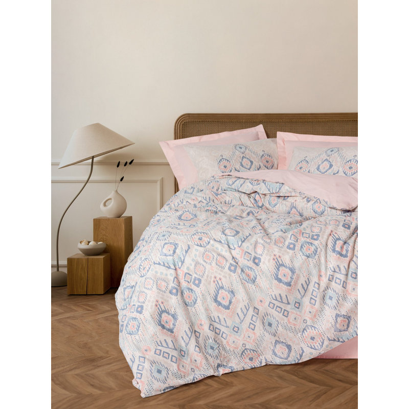 Eadie Cotton Blend Abstract Duvet Cover Set with Pillowcases, Single Duvet Cover + 1 Pillowcase