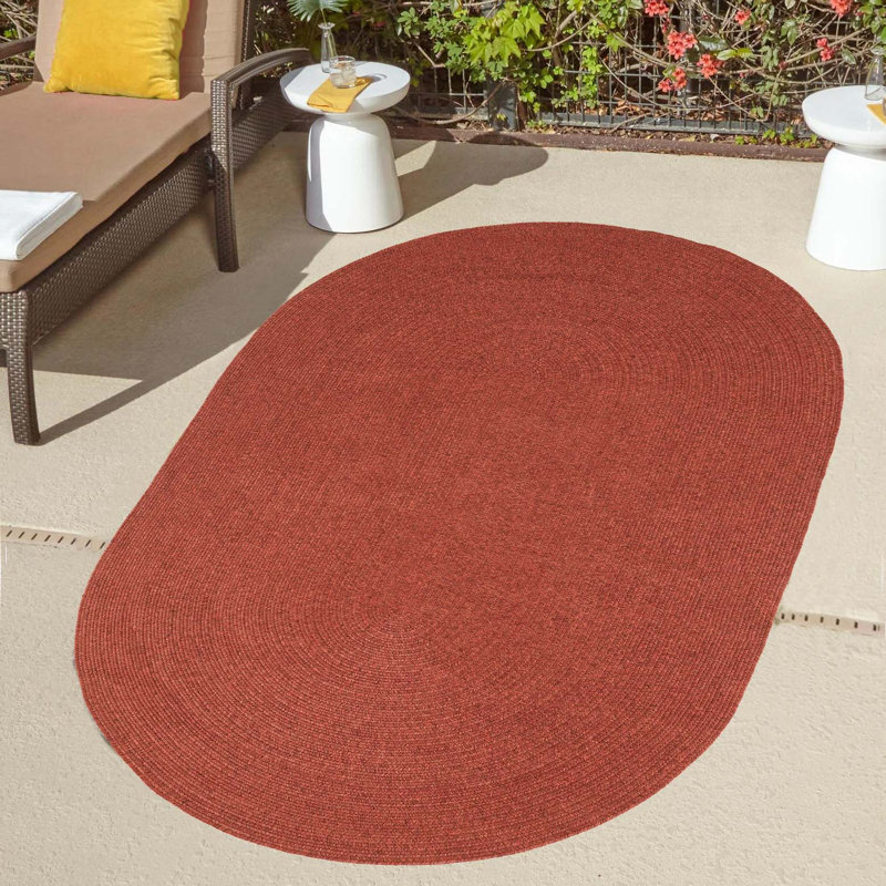Tapis intérieur / extérieur réversible à motif tressé Neufeld, Ovale 4 pi x 6 pi
