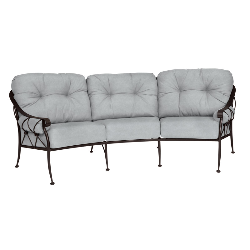 Derby 103'' Wide Iron Patio Sofa with Cushions, Sesame, Chestnut Brown
