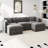Modern Chenille Loveseat Sofa Couch With Ottoman-1360277065-1360277079