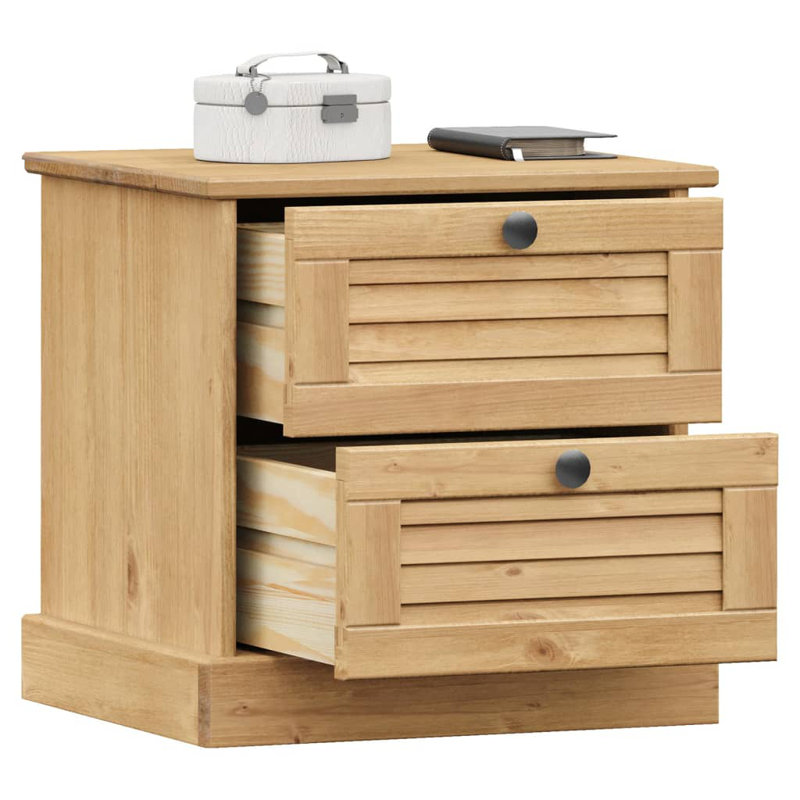 Hull Bedside Cabinet VIGO 42x35x42 cm Solid Wood Pine, Brown
