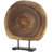 Flonnie Wood Handmade Circular Slab Tree Decorative Brown Sculpture with Black Metal Base