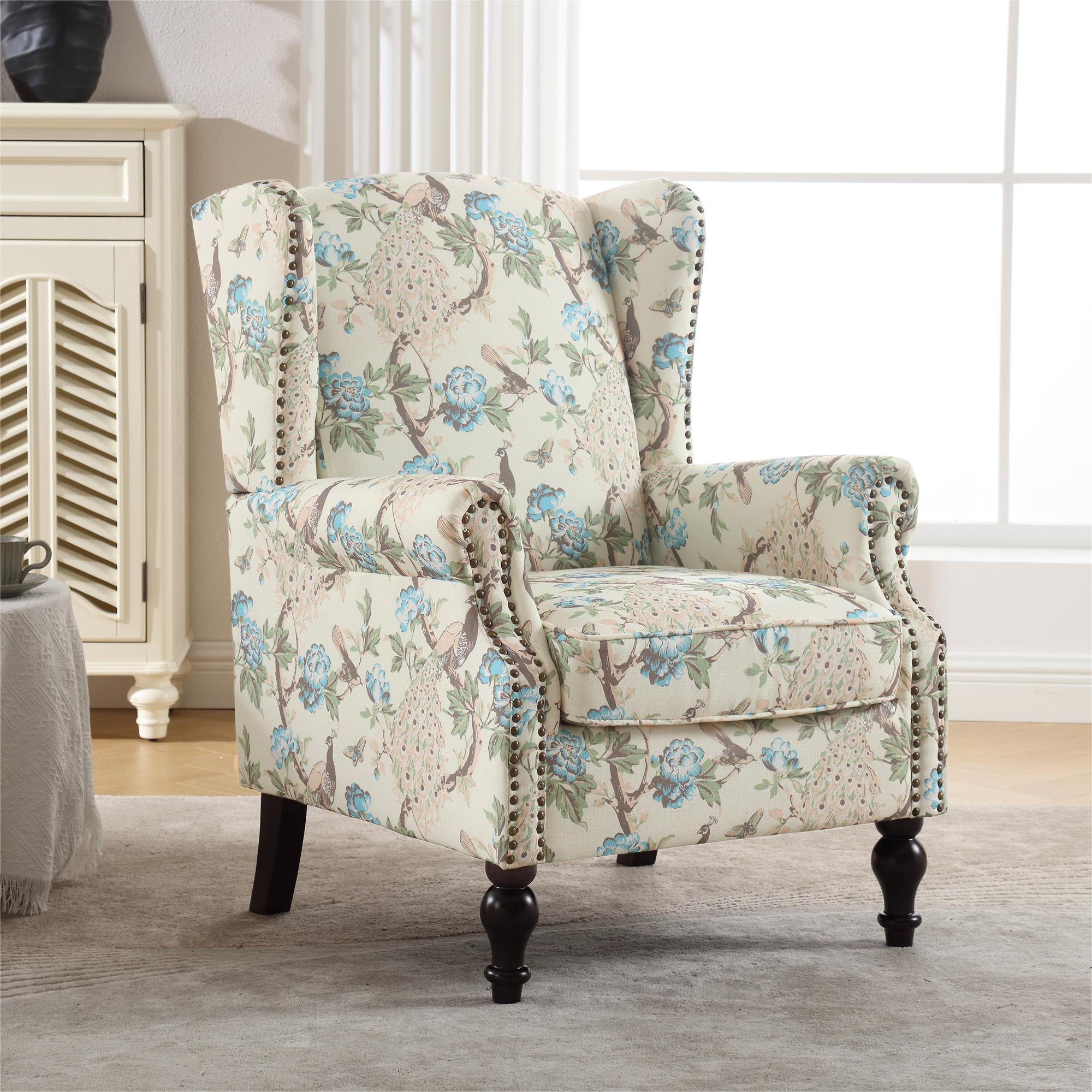 Alcott Hill® Christasha 29'' Wide Floral Pattern Wingback Accent ...