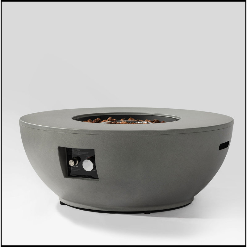 Foyer de table au propane 36 po 36 po, foyer rond en acier de 50 000 BTU avec support de réservoir pour terrasse extérieure - gris