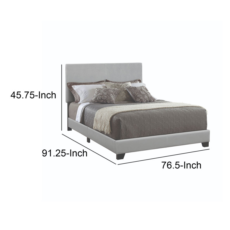 Mielke Vegan Leather Standard Bed, Gray, Twin