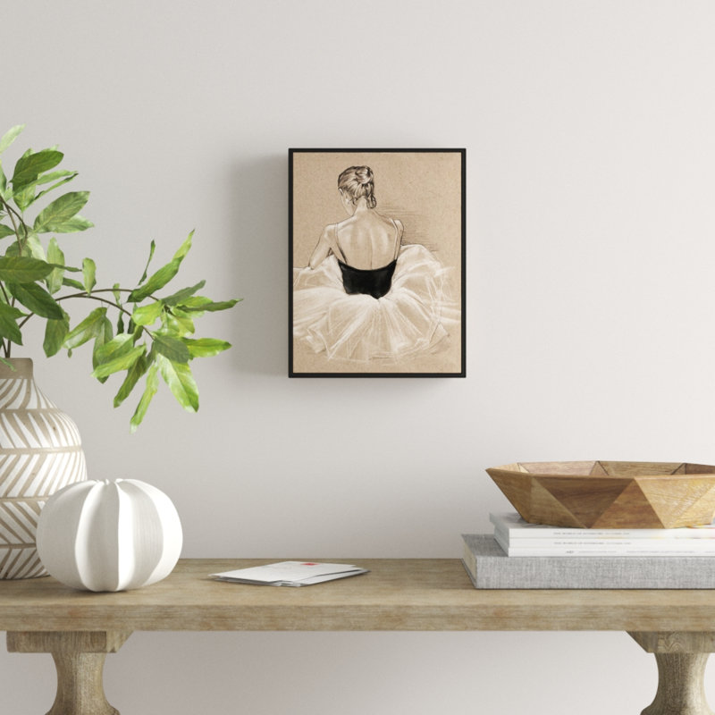 «Ballet Study II», peinture sur toile, Cadre flottant noir, H 17,7 po x l 13,7 po x P 1,75 po