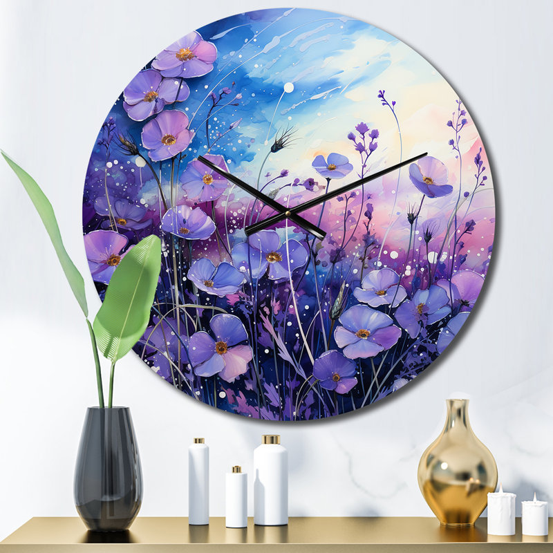 Horloge murale violets Field Pointillism Dot III, Moyenne