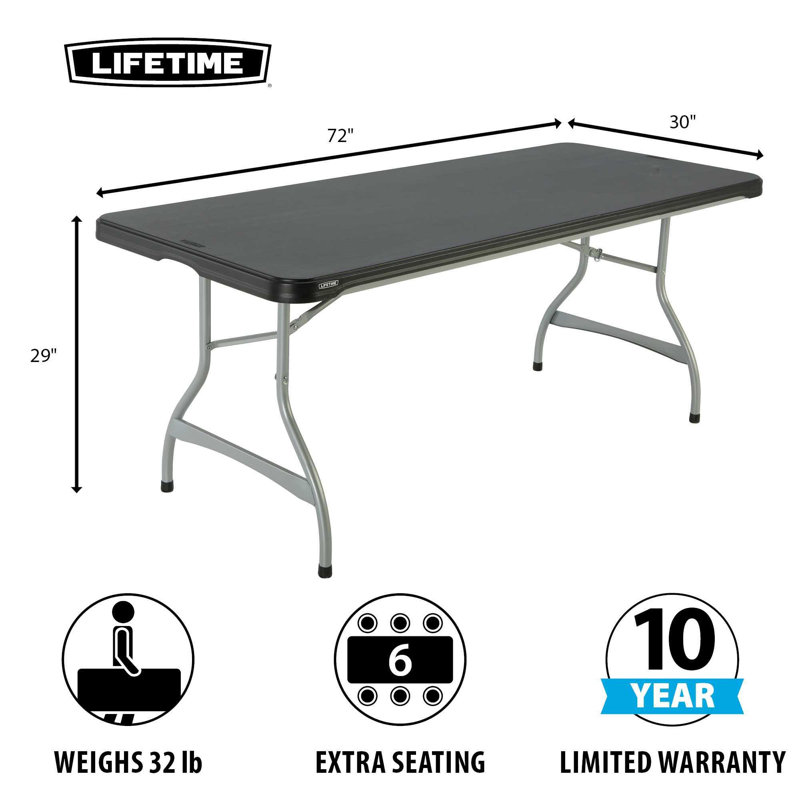 72'' Rectangular Portable Banquet Table, Black