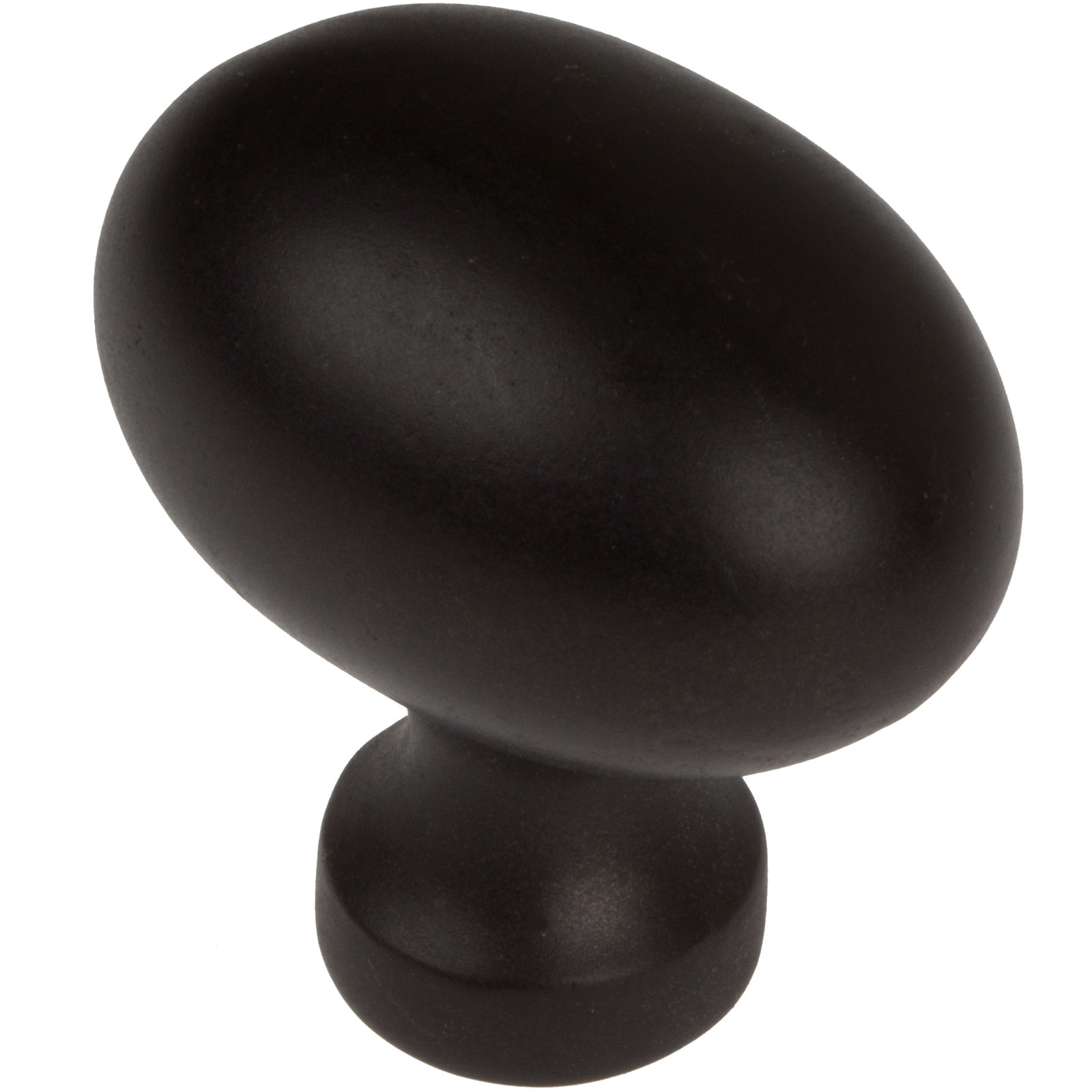 Classic 1 1/8" Length Oval Knob, Matte Black