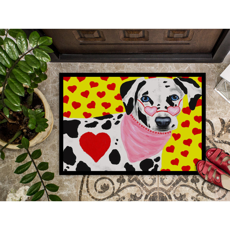 Tapis d'extérieur antidérapant Hearts and Dalmatian, Rectangle 1 pi 6 po x 2 pi 3 po
