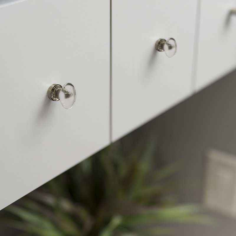 Satin Nickel Round Glass Cabinet Knob with Mounting Hardware