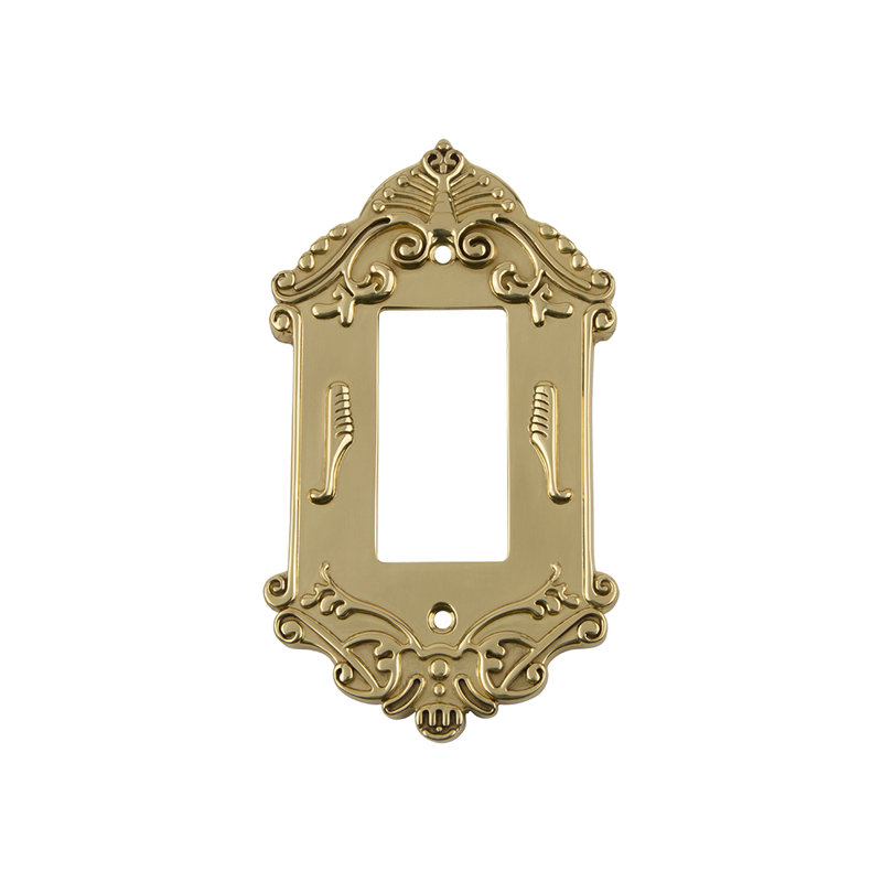 Victorian 1-Gang Rocker Wall Plate, Polished Brass
