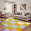 Tapis intérieur jaune / bleu / beige lavable à la machine Liadan Gridlock-128992443