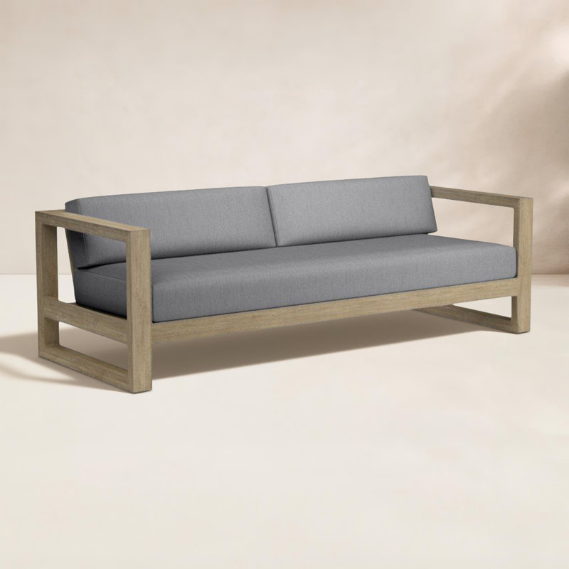 Canapé d'extérieur en teck de 90 po avec coussins Sunbrella® Vienna Vienna, Toile granit Sunbrella®