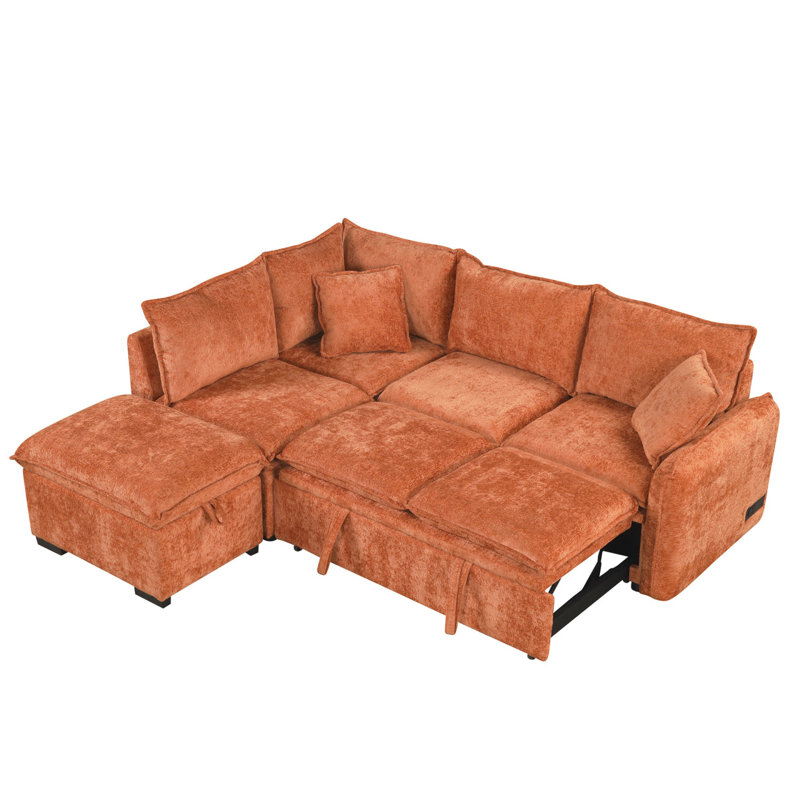 Canapé en chenille de 82,68 po Marinda, Chenille orange