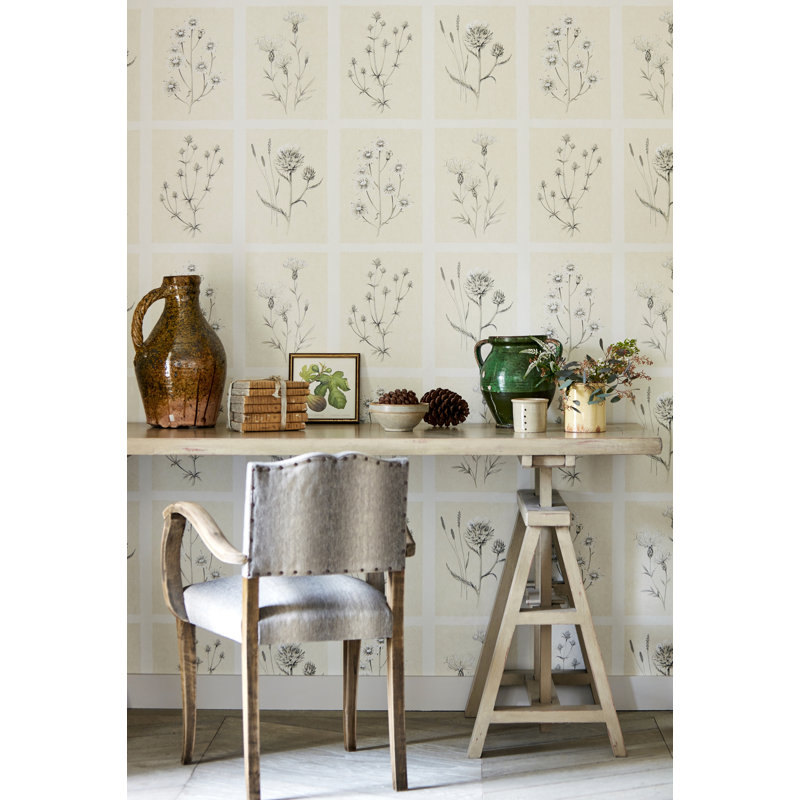 Thistles 10.05m x 52cm Matte Wallpaper Roll, Neutral