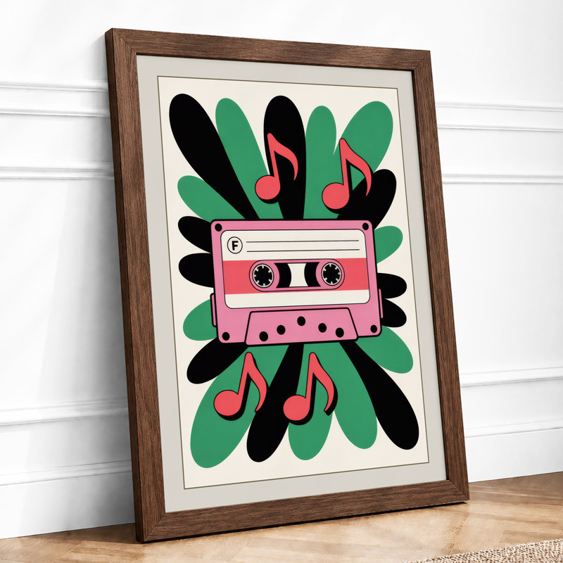Cassette Dreams Retro - Framed Print, A4 - 29.7 x 21.0 cm, Walnut
