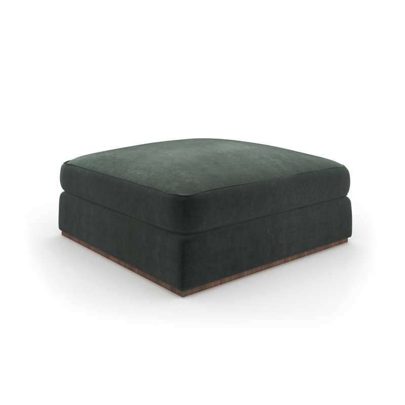 Caracole Square Ottoman, Green Polyester